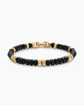 Hex Bead Bracelet with Black Onyx and 18K Yellow Gold, 6mm